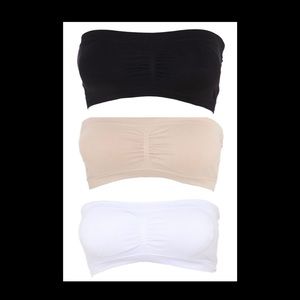NWOT Fashion Nova 3 Pack Bandeau Bras 🖤🤎🤍